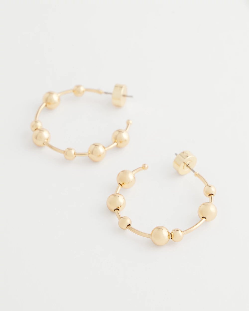 Chico's Online Gold Goldtone Beaded Hoop Earrings