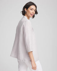 Chico's On Sale Dove Gray Embellished Linen Kurta Tunic