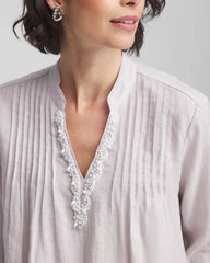 Chico's On Sale Dove Gray Embellished Linen Kurta Tunic