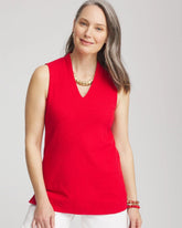 Chico's For Sale Red Glow Textured Sleeveless V-Neck Tunic