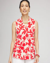 Chico's Online Glistening Sand Floral Sleeveless V-Neck Tunic