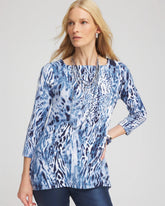 Chico's Sale Classic Navy Animal Print Square Neck Tunic