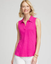 Chico's On Sale Crushed Berries Slub Sleeveless Collared Tunic