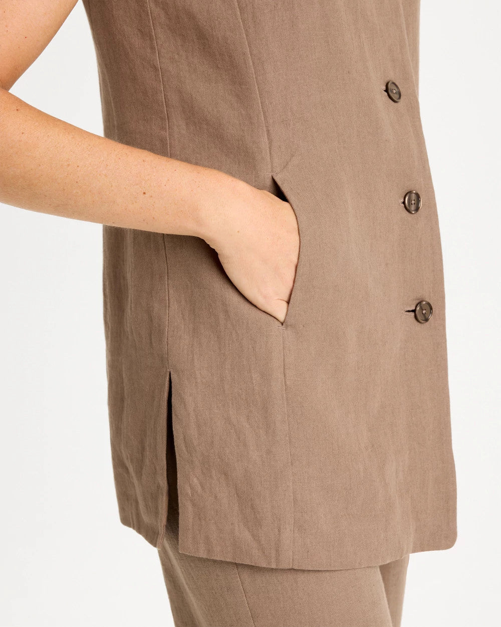 Chico's For Sale Topaz Smoke Long Linen Sleeveless Vest