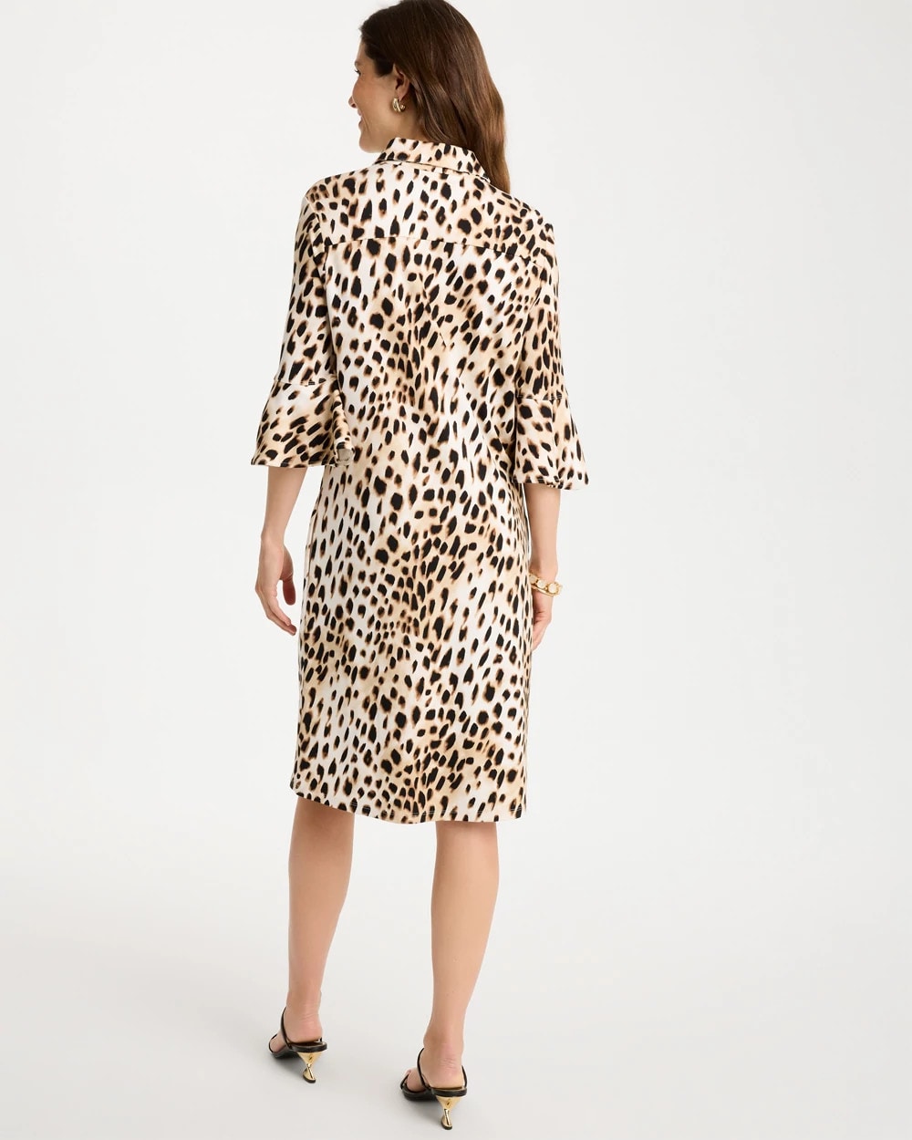 Chico's Online Chocolate Fondant Ponte Knit Flounce Sleeve Dress