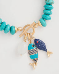 Chico's Sale Turquoise Turquoise Stone Toggle Charm Bracelet