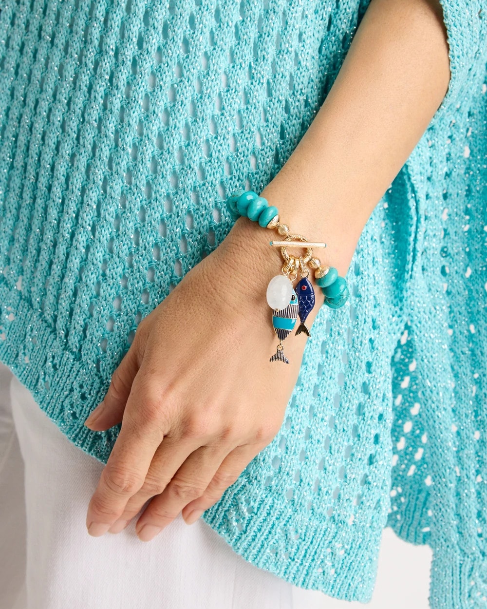 Chico's Sale Turquoise Turquoise Stone Toggle Charm Bracelet