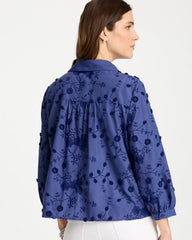 Chico's Online Indigo 3D Floral Embroidered Top