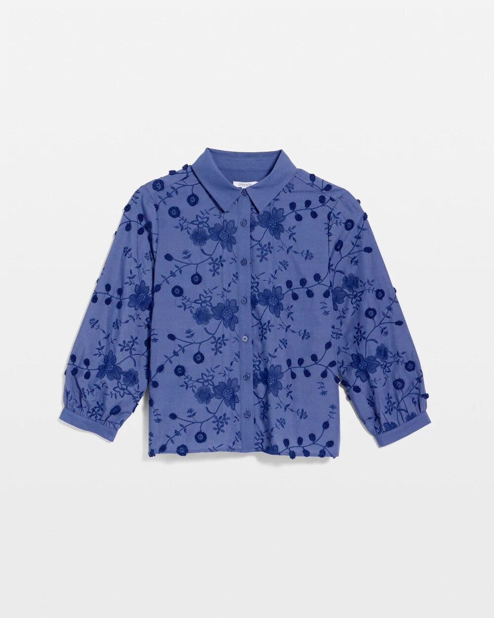 Chico's Online Indigo 3D Floral Embroidered Top