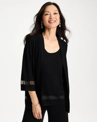 Chico's Discount Travelers Black Travelers™ Sheer Stripe Cardigan