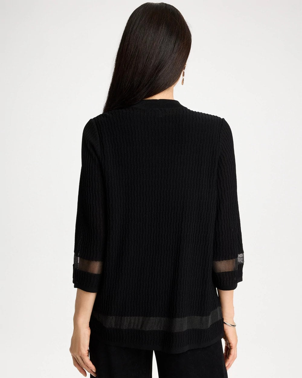 Chico's Discount Travelers Black Travelers™ Sheer Stripe Cardigan