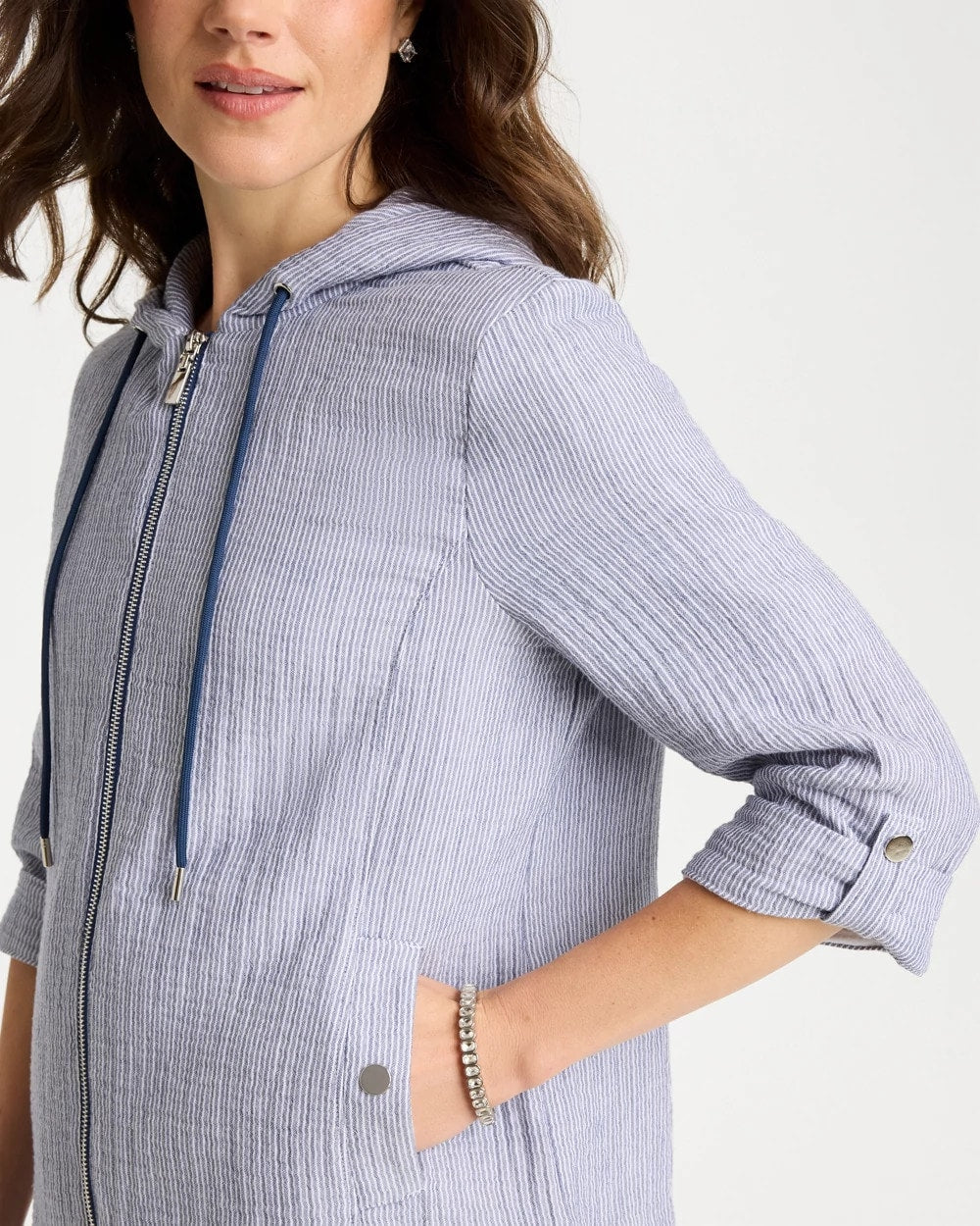 Chico's On Sale Blue Zenergy® Striped Gauze Jacket
