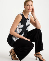 Chico's For Sale Black Travelers™ Knit Abstract Floral Swing Tank
