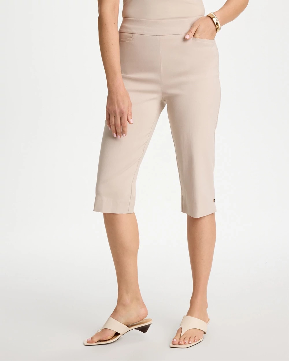 Chico's Sale Smokey Taupe Brigitte™ Slim Rivet Pull-On Capri Pant