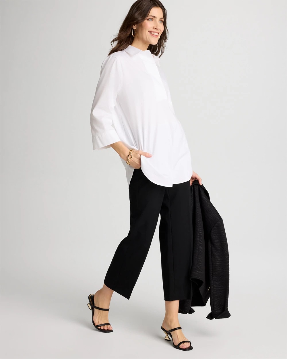 Chico's On Sale Black Juliet Lightweight Straight Crop Pants