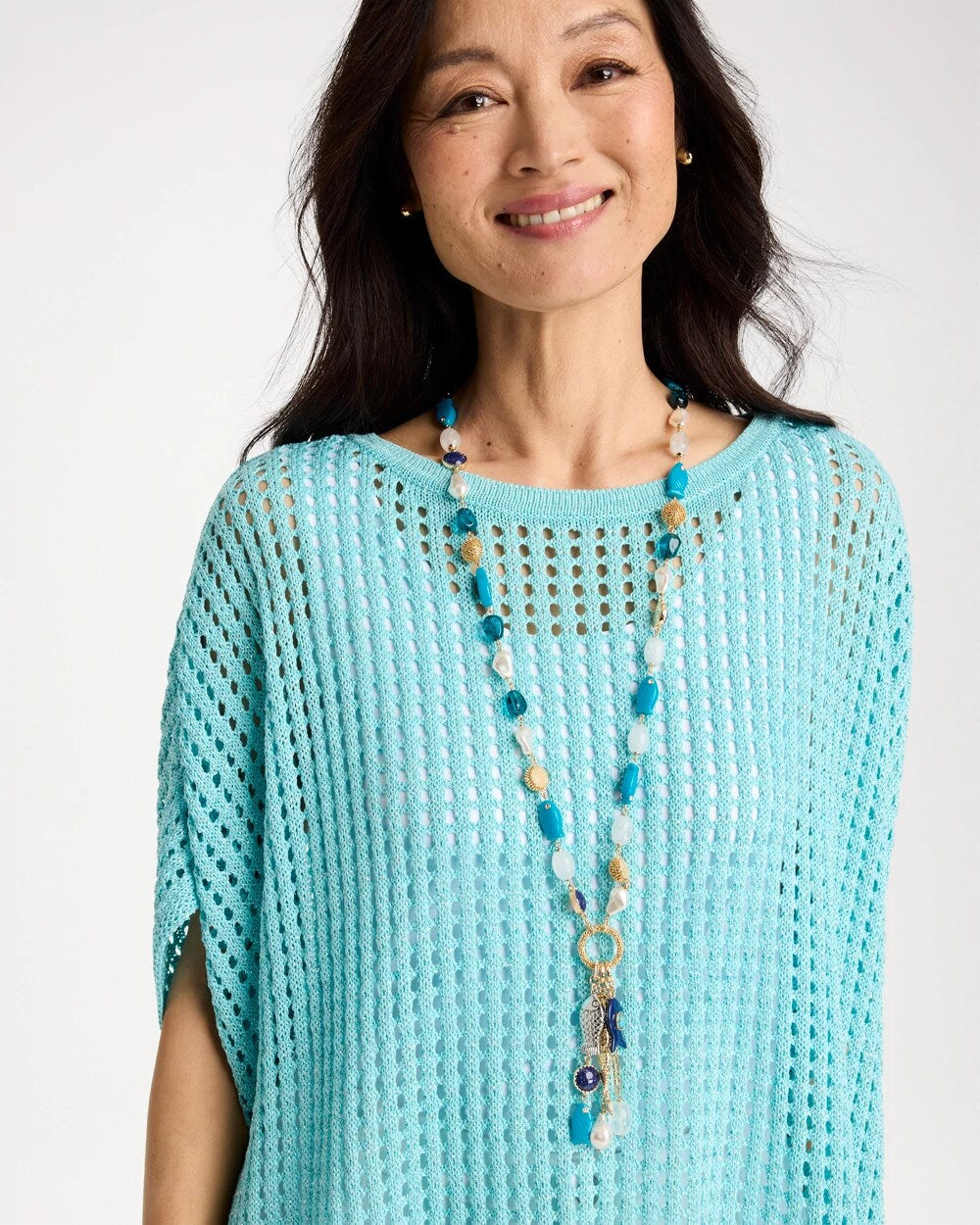Chico's For Sale Blue Multi Convertible Turquoise Fish Charm Necklace