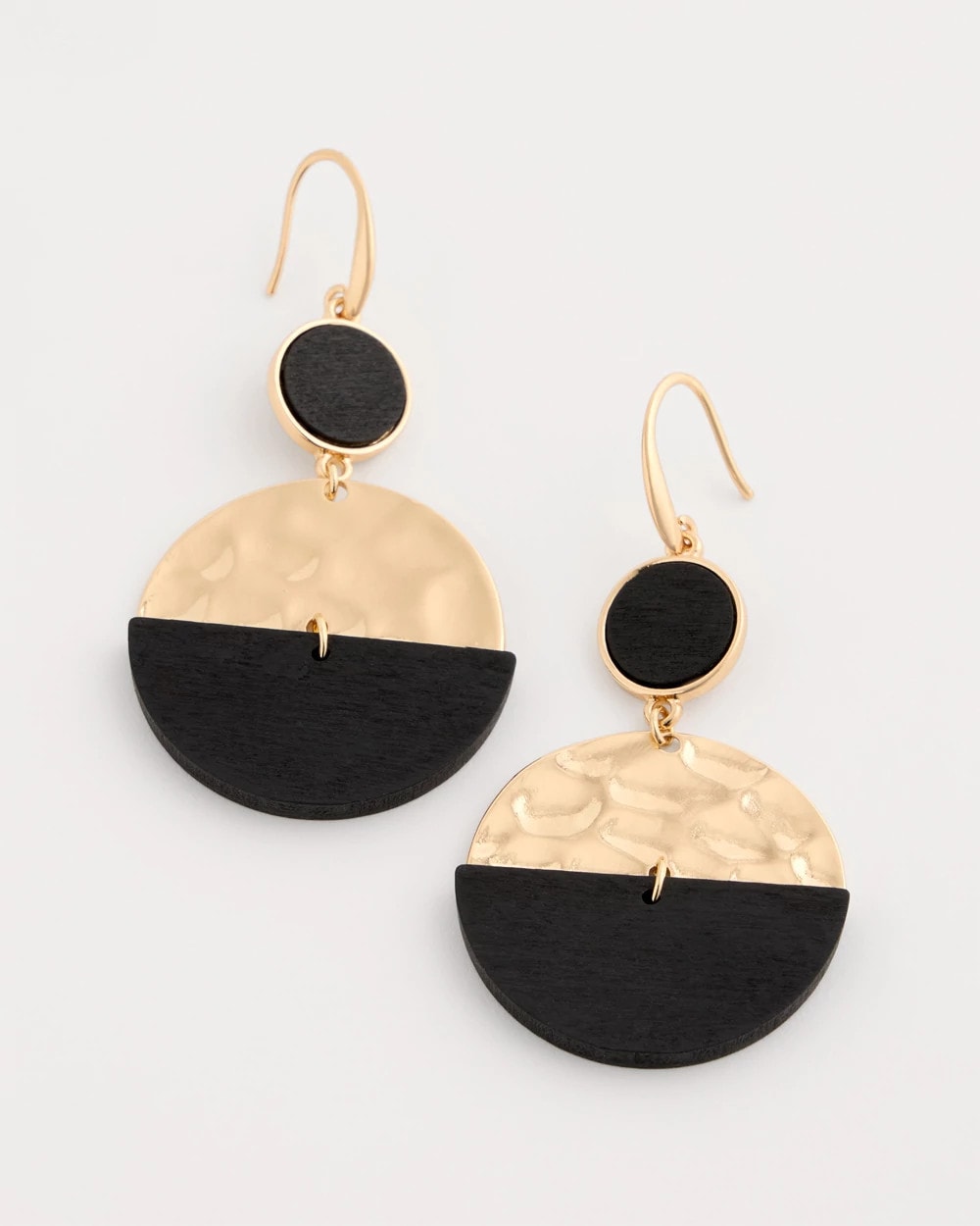 Chico's Online Black/Gold Wood Rounded Drop Earrings