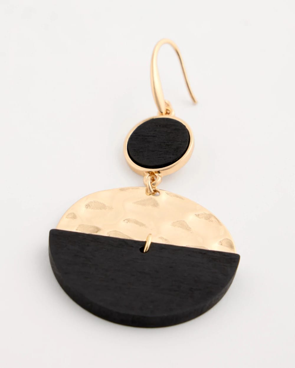 Chico's Online Black/Gold Wood Rounded Drop Earrings