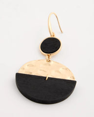 Chico's Online Black/Gold Wood Rounded Drop Earrings