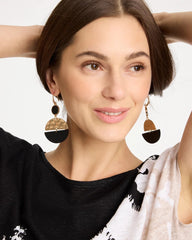 Chico's Online Black/Gold Wood Rounded Drop Earrings