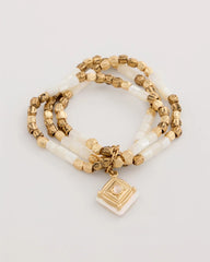 Chico's Discount Gold Set of 3 Pearl Treasure Stretch Bracelets