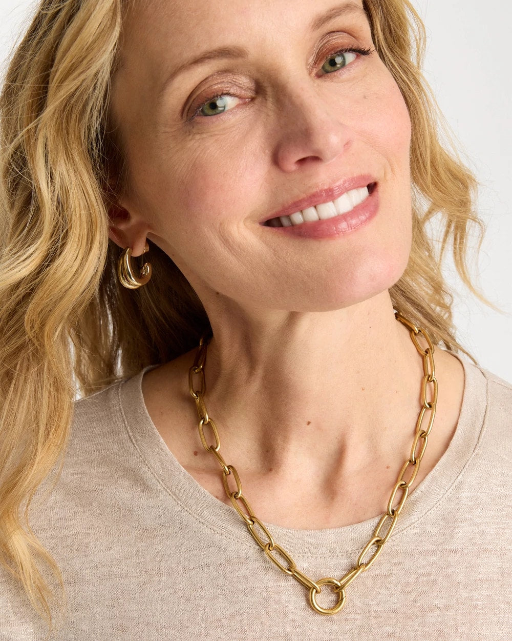 Chico's Sale Gold Golden Charm Link Necklace