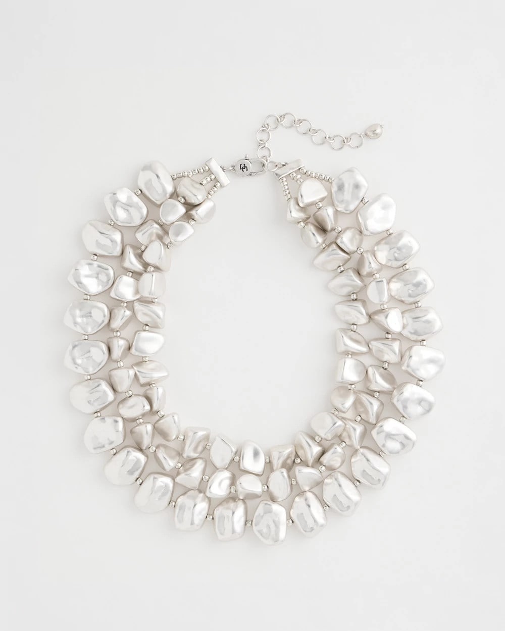 Chico's Outlet Silver Chunky Silver Multi-Strand Necklace
