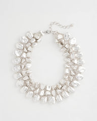 Chico's Outlet Silver Chunky Silver Multi-Strand Necklace