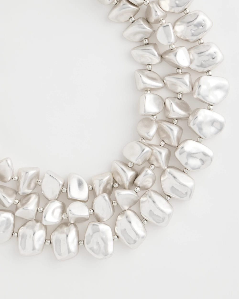 Chico's Outlet Silver Chunky Silver Multi-Strand Necklace