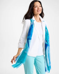 Chico's Online Blue Sea Spray Oblong Scarf