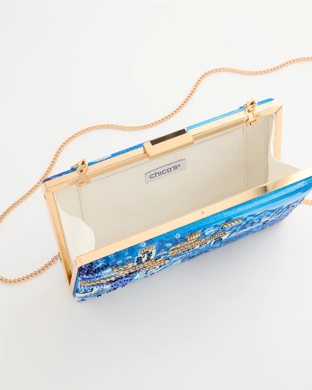 Chico's Discount Blue Embellished Scenic Clutch