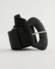 Chico's Sale Black Raffia Wrapped Stretch Belt
