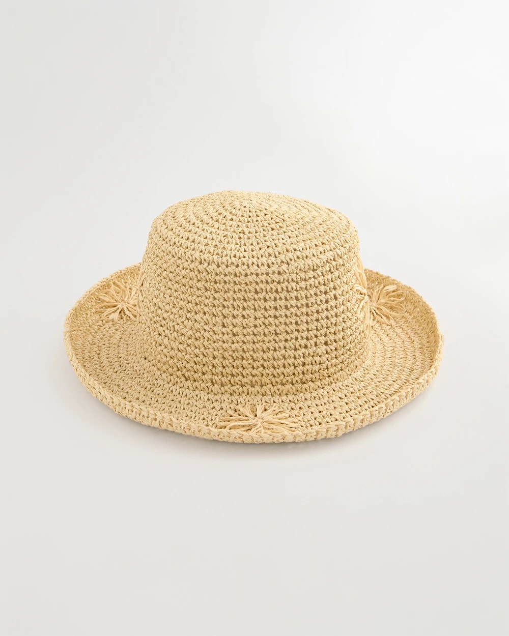 Chico's Outlet Natural Straw Embroidered Beach Hat