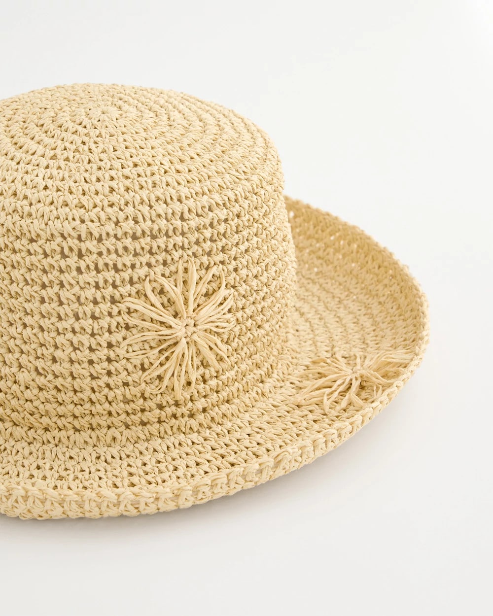 Chico's Outlet Natural Straw Embroidered Beach Hat