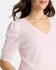 Chico's On Sale Sweet Blossom Space Dyed Ruched V-Neck Pullover Sweater