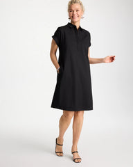 Chico's Online Black Popover Embroidered Poplin Dress