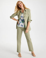 Chico's Discount Seagrass Green Boyfriend Relaxed Crop Jeans