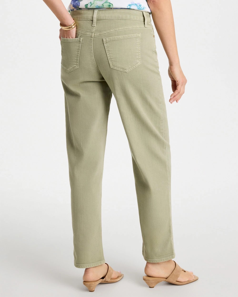 Chico's Discount Seagrass Green Boyfriend Relaxed Crop Jeans