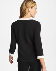 Chico's Outlet Black Zenergy® Soft Caviar Bead Contrast Top