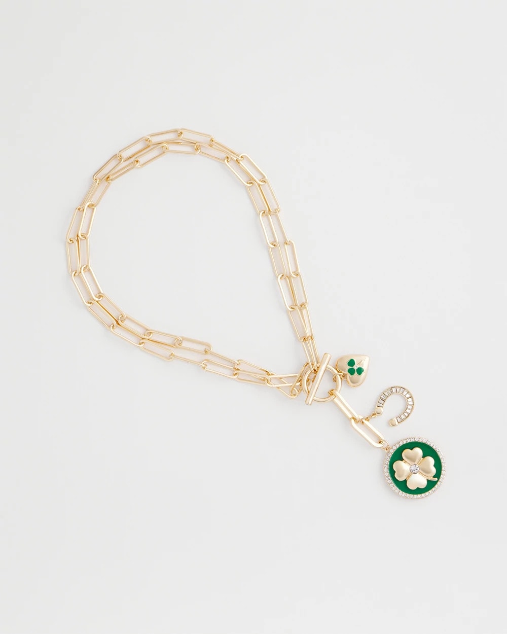 Chico's On Sale Green Lucky Charm Twice As Nice Necklace