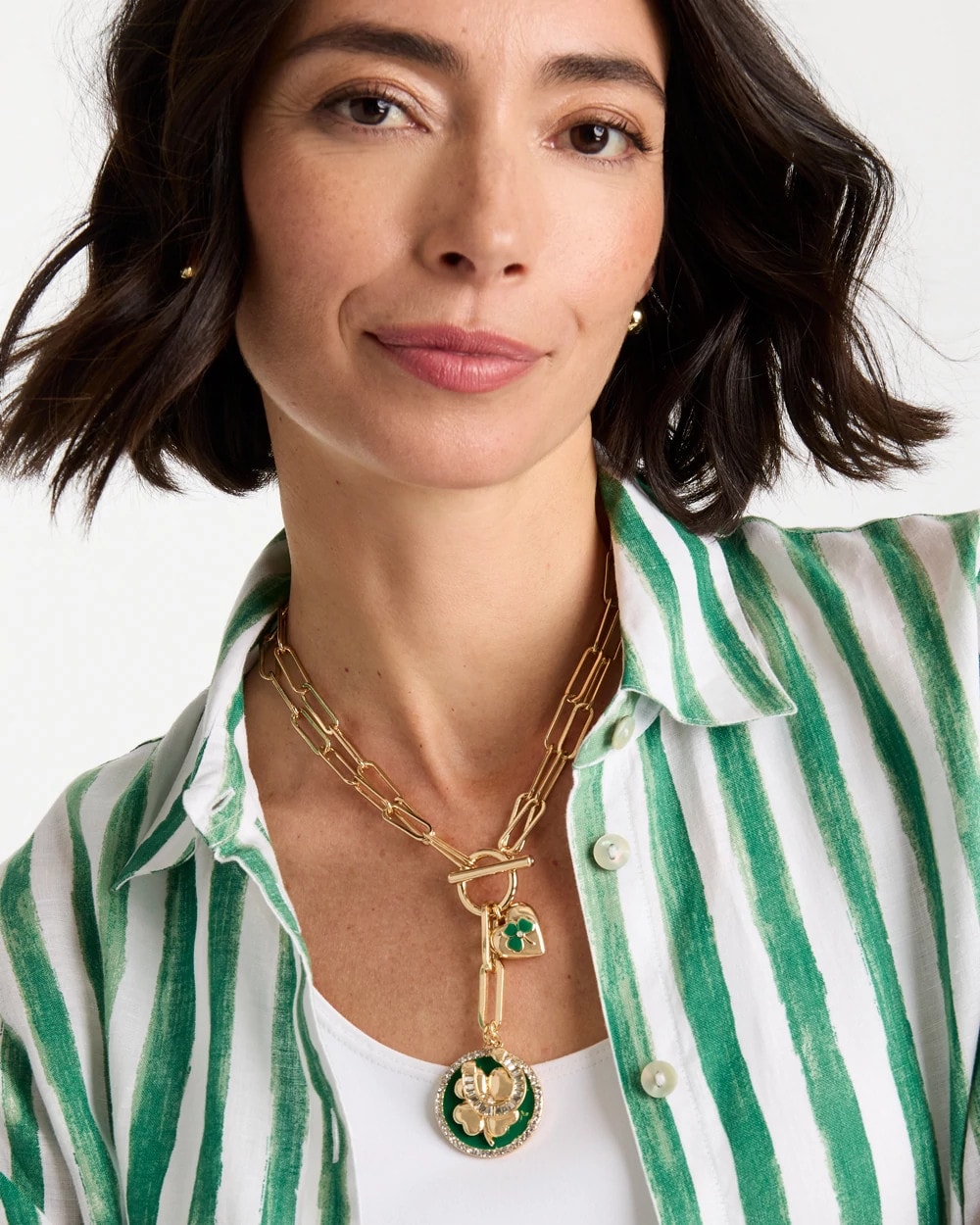 Chico's On Sale Green Lucky Charm Twice As Nice Necklace