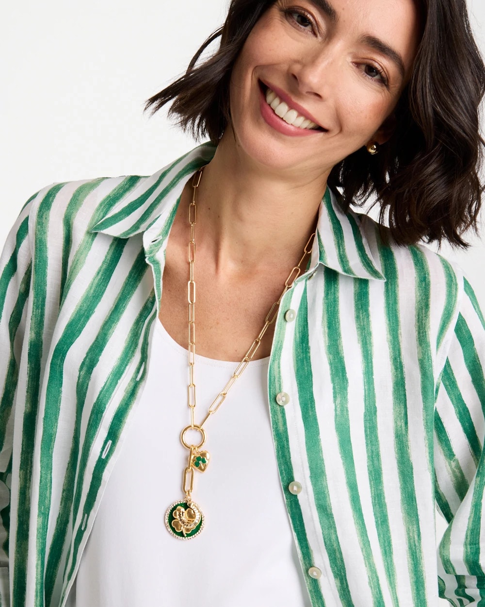Chico's On Sale Green Lucky Charm Twice As Nice Necklace