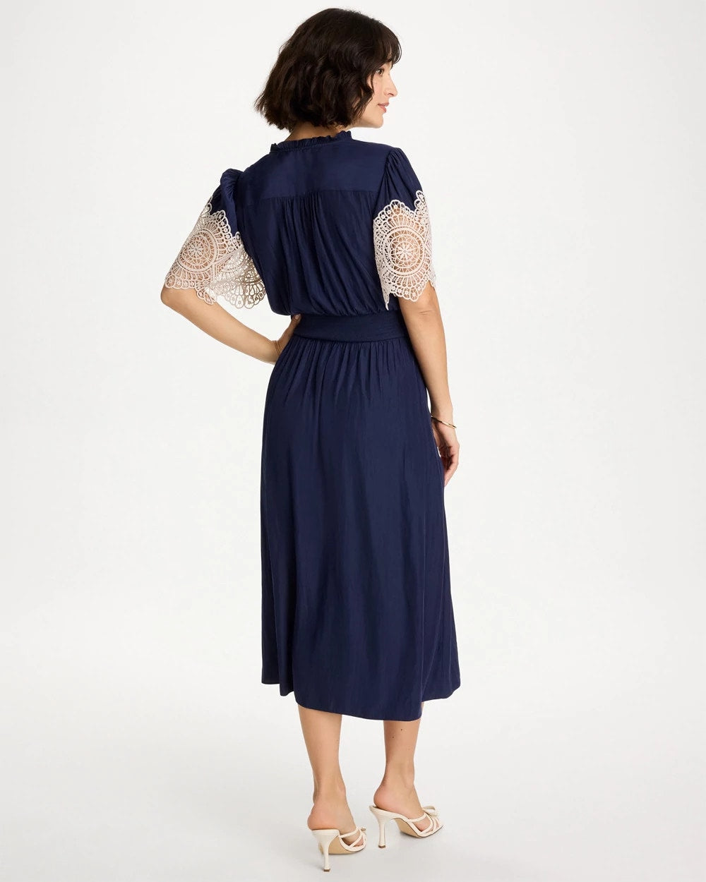 Chico's On Sale Passport Blue Sea Island Crinkled Midi Dress