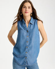 Chico's Online Burano Indigo Tencel Denim Sleeveless Shirt