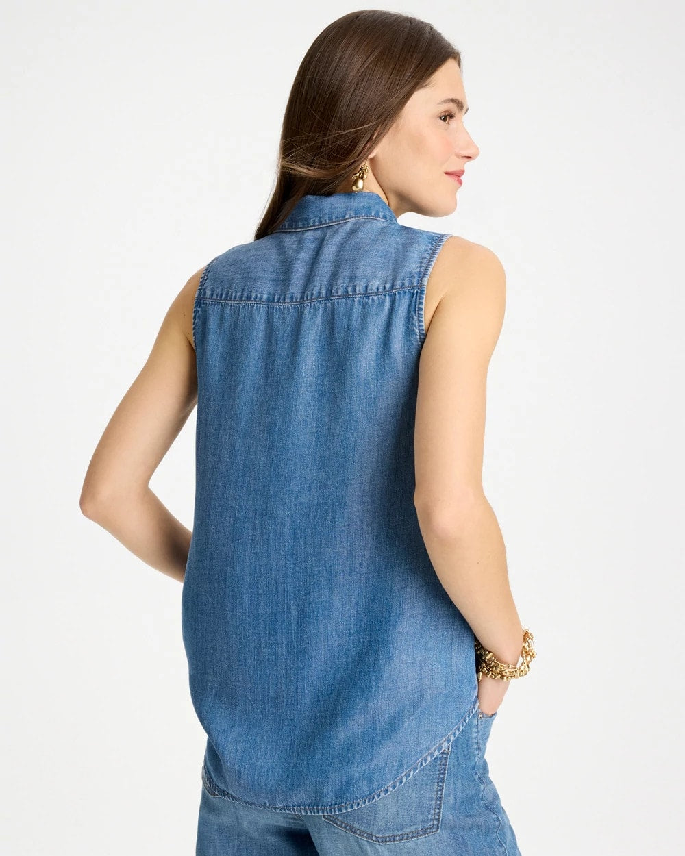 Chico's Online Burano Indigo Tencel Denim Sleeveless Shirt