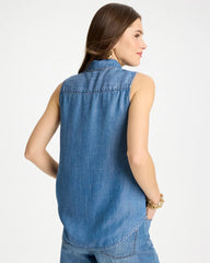 Chico's Online Burano Indigo Tencel Denim Sleeveless Shirt