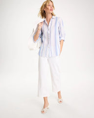 Chico's Outlet Amparo Blue No Iron™ Linen Striped Shirt
