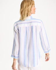 Chico's Outlet Amparo Blue No Iron™ Linen Striped Shirt