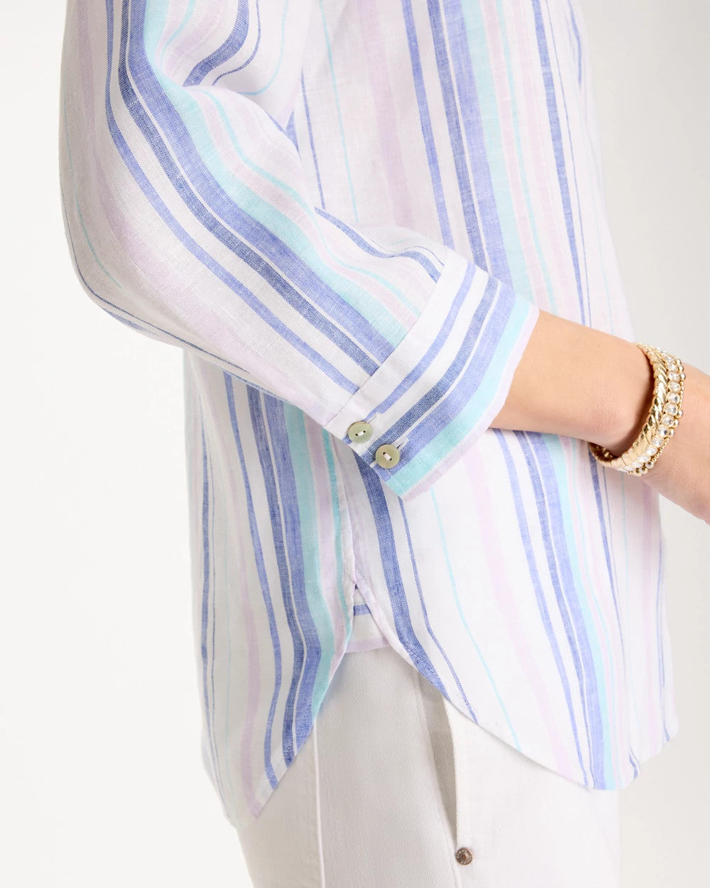 Chico's Outlet Amparo Blue No Iron™ Linen Striped Shirt