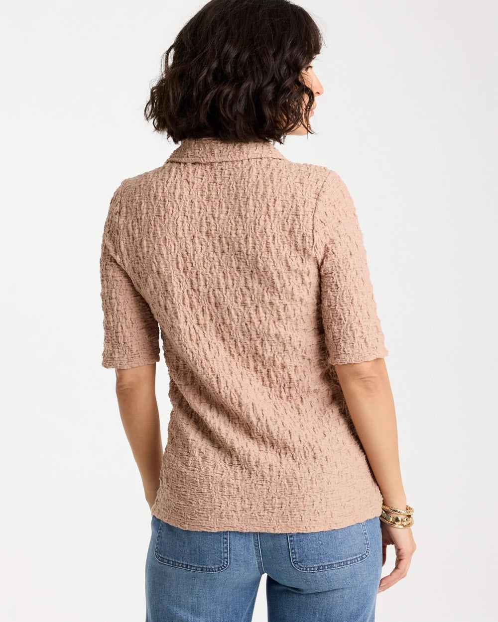 Chico's On Sale Mocha Mousse Textured Camp Tee